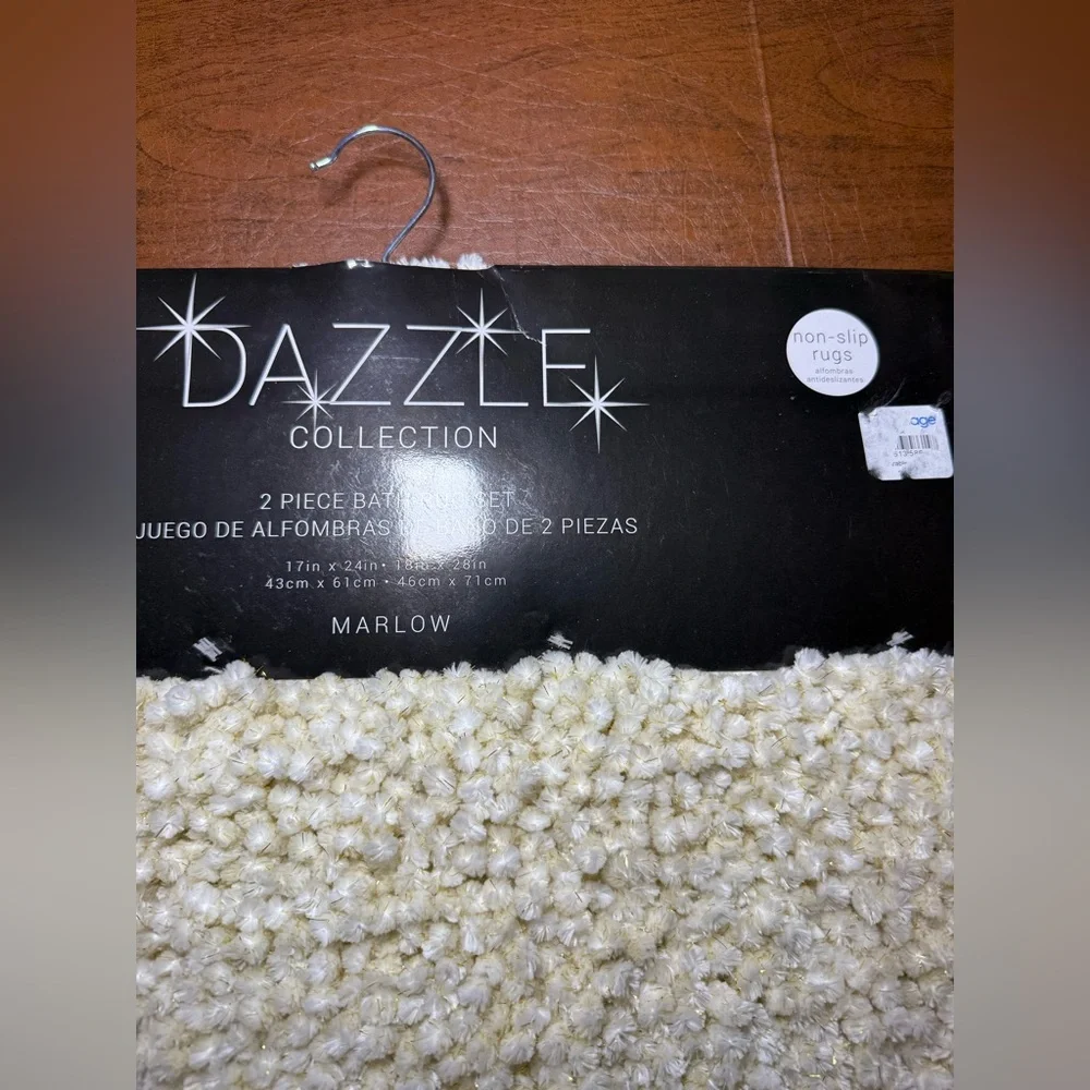Dazzle Collection Cream Bath Rug Set